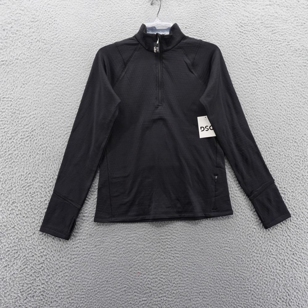 DSG Womens‎ Run Grid Long Sleeve Athletic Top Black Small 1/4 Zip NEW